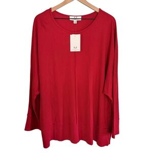 Magaschoni Woman Red Oversized Dolman Sleeve Knit‎ Top Size 3X NWT